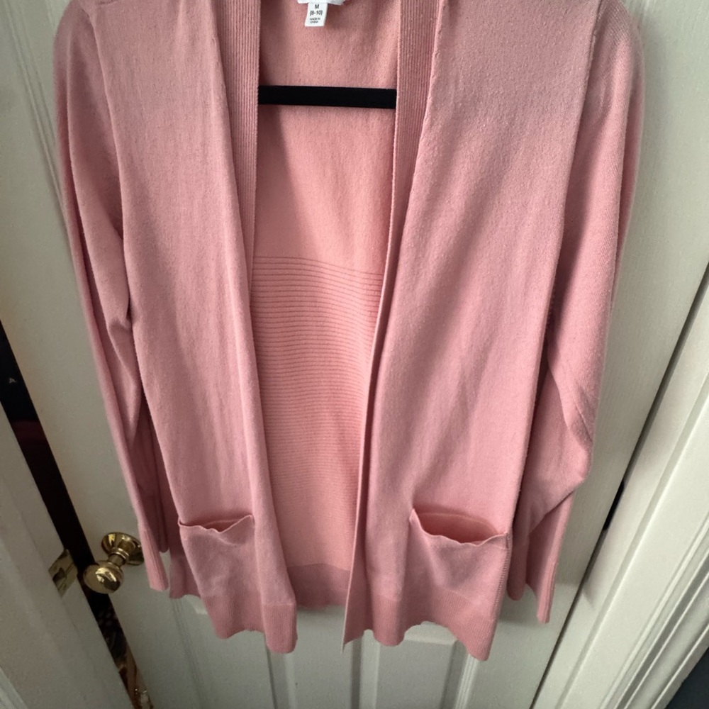 Time and Tru Dusty Rose Open-Front Cardigan with Pockets